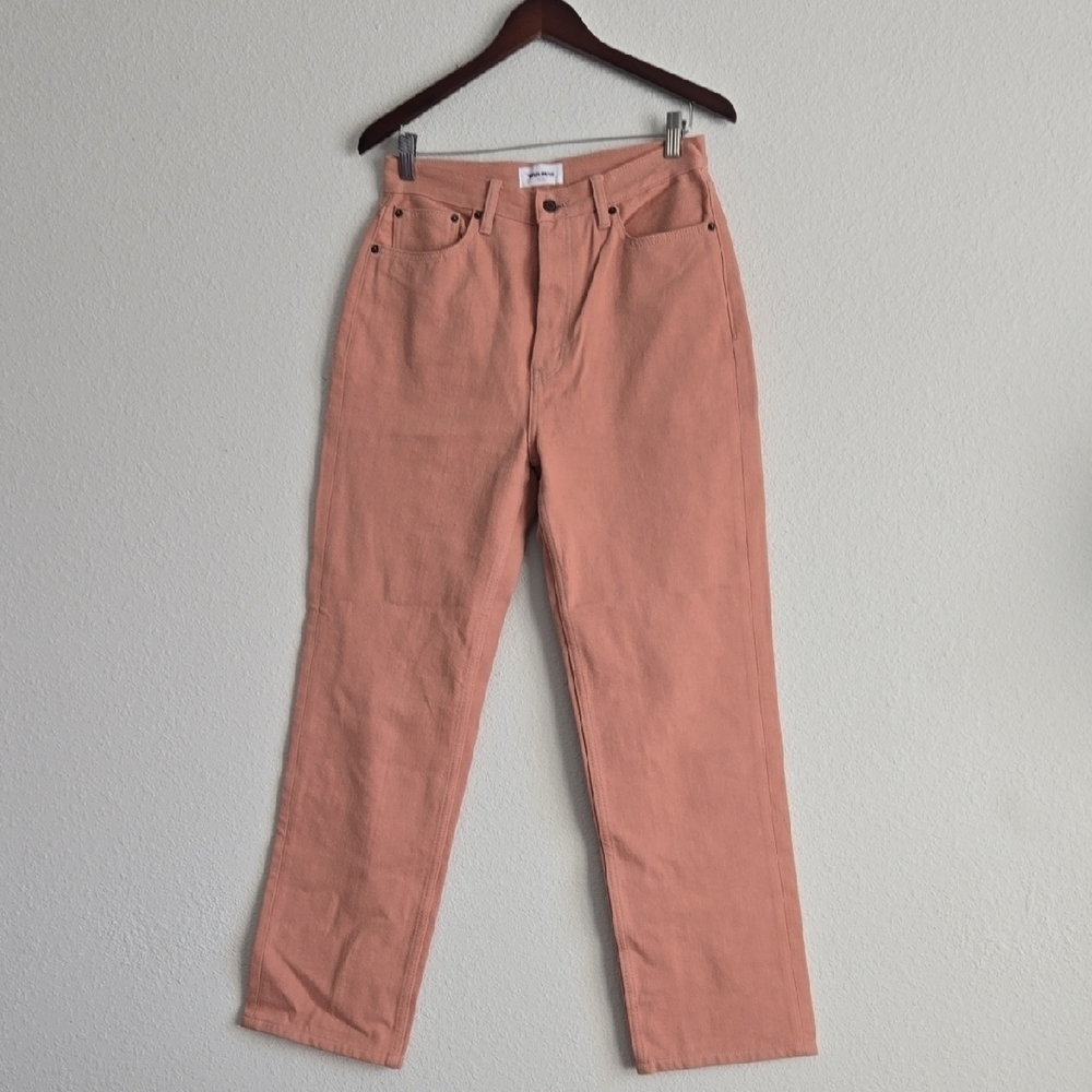 Still Here Childhood Salmon Jeans High-Waisted Button Fly Denim